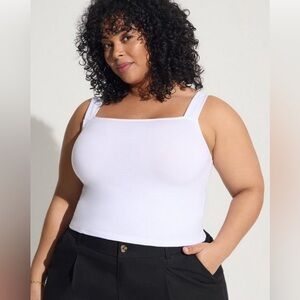 Torrid White Foxy Square Neck Crop Tank Torrid Size 0/Size 12 NWT